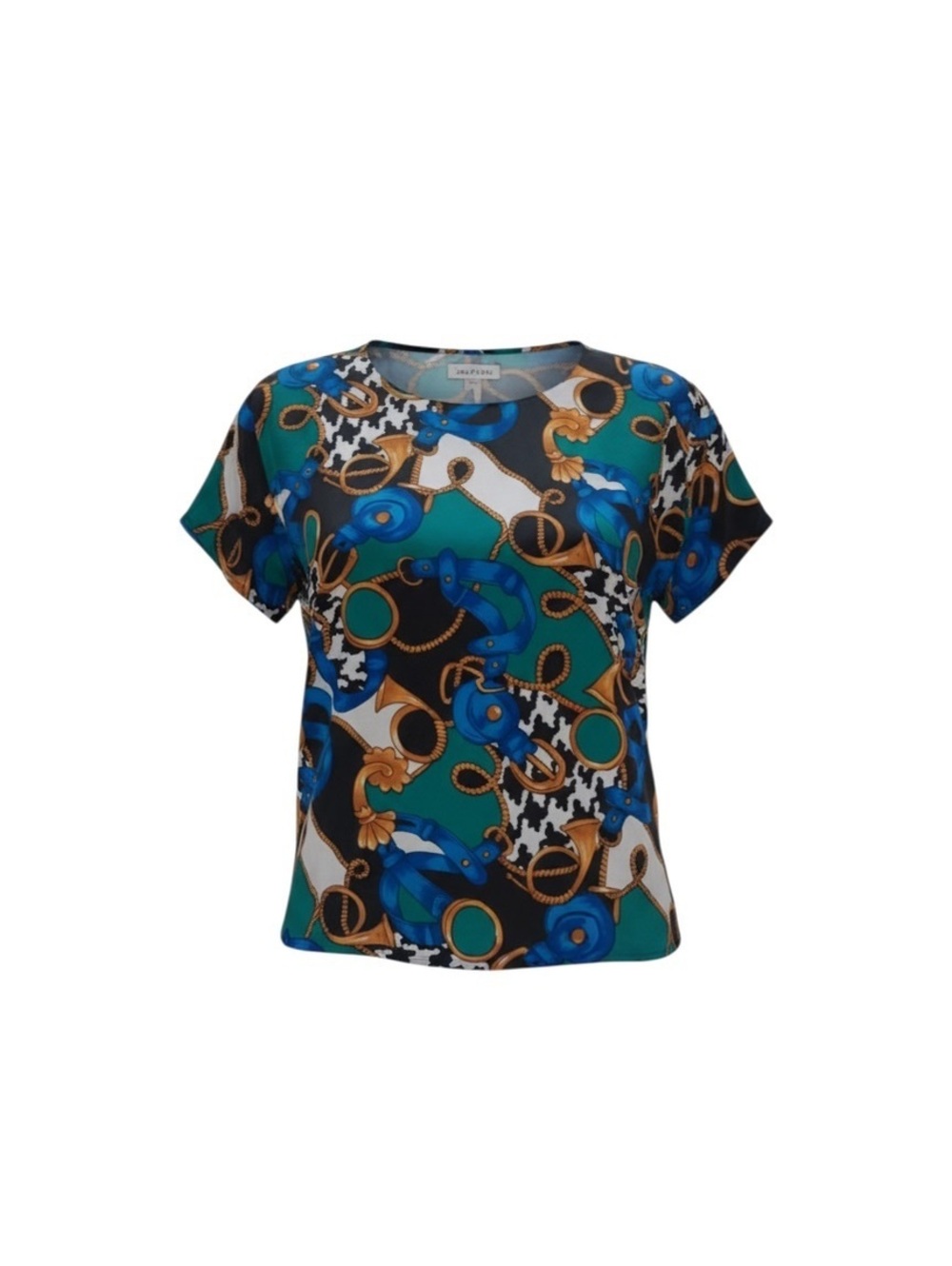 Vintage Silk Equestrian Print Blouse